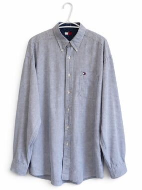 Vintage Tommy Hilfiger Purple Navy Plaid Button Down Shirt – Size XL EUC